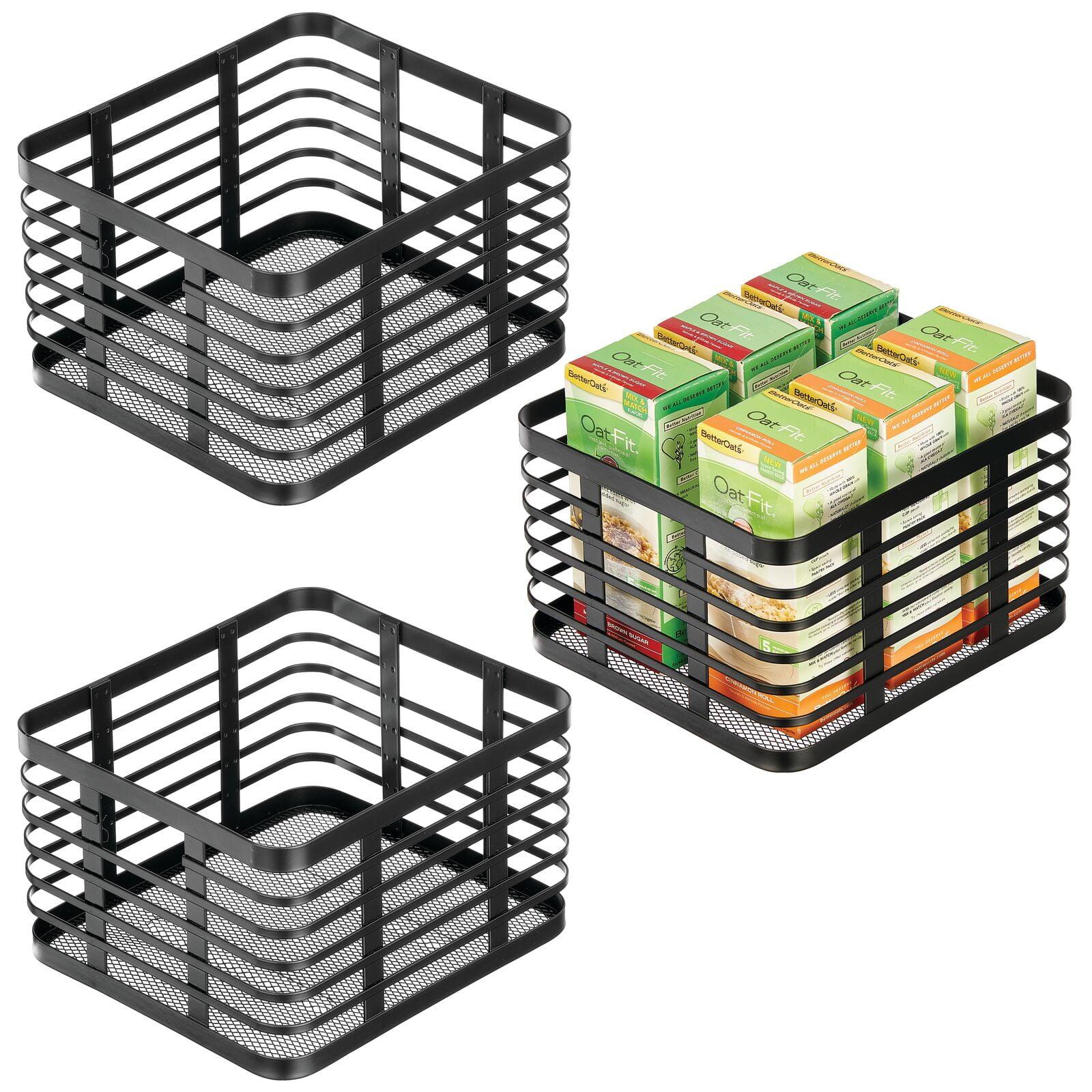 Matte Black Metal Wire Kitchen Organizer Basket, 3 Pack