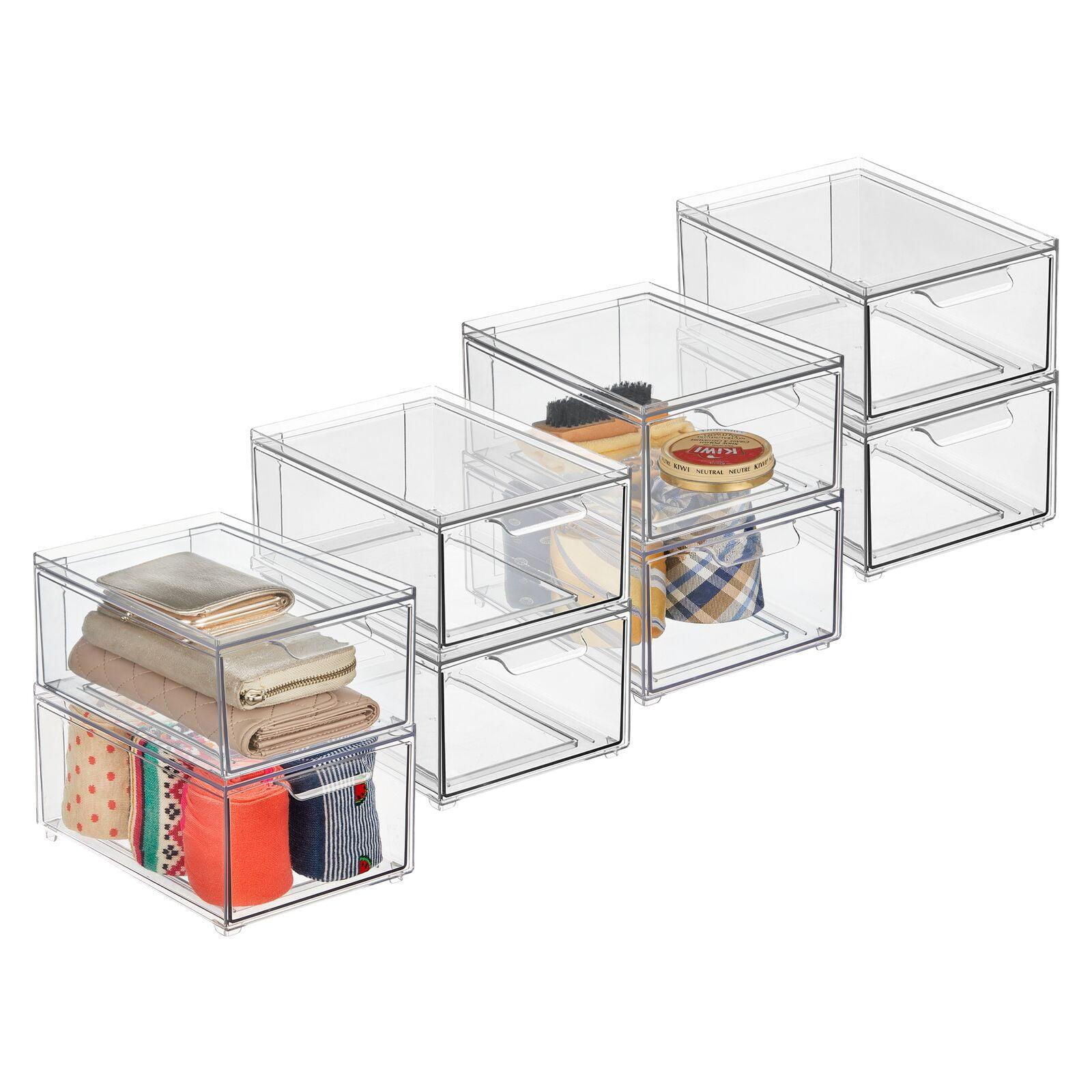 ClearView 8-Pack Stacking Plastic Organizer Bin with Pull-Out Drawers