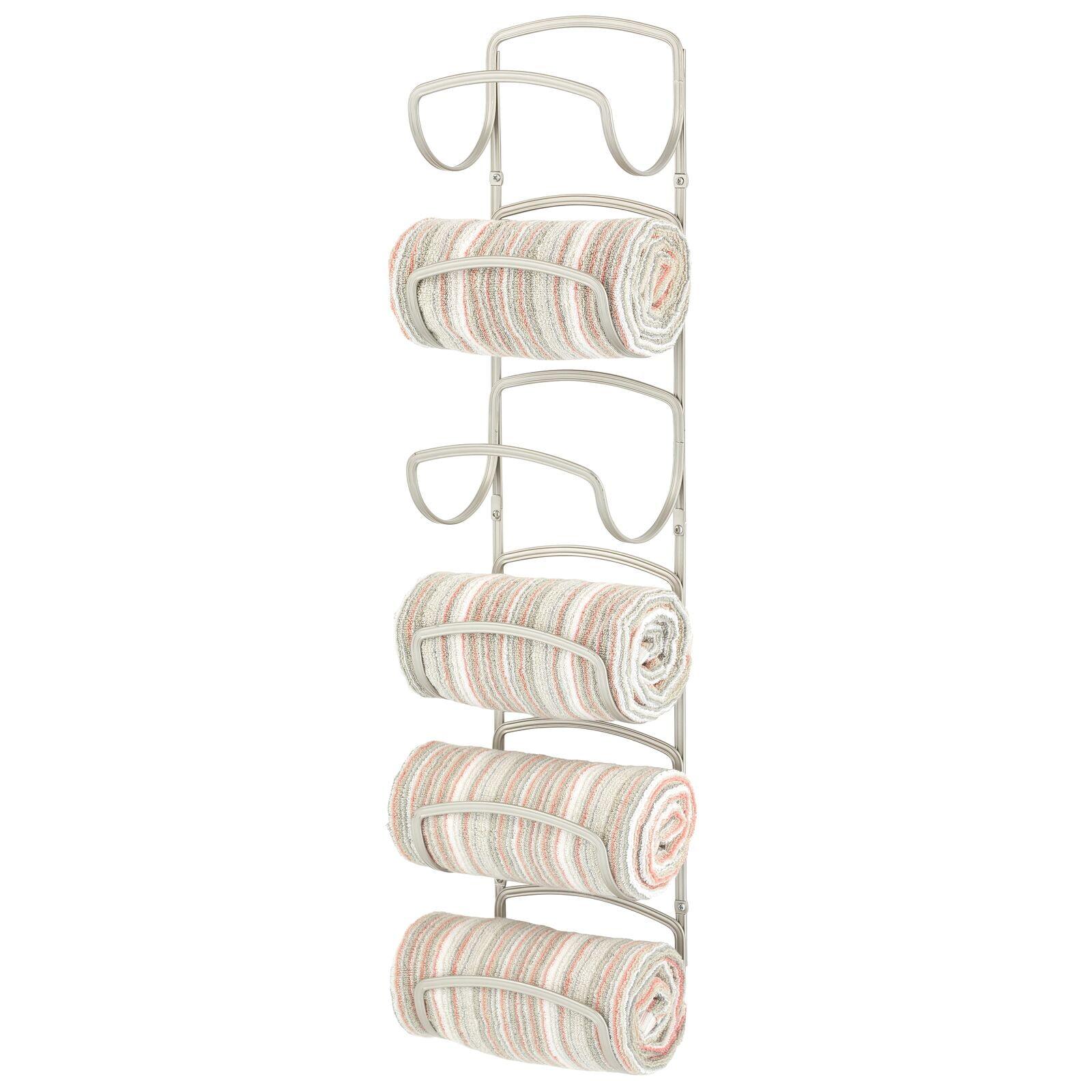 Satin Silver Steel Wall Mounted Towel Organizer