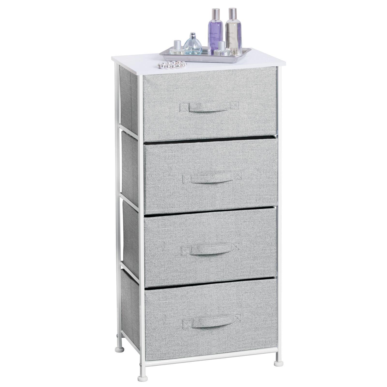 mDesign Tall Dresser Storage Tower Stand with 4 Removable Fabric Drawers - Gray