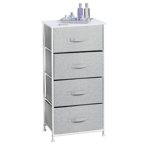 mDesign Tall Dresser Storage Tower Stand with 4 Removable Fabric Drawers - Gray
