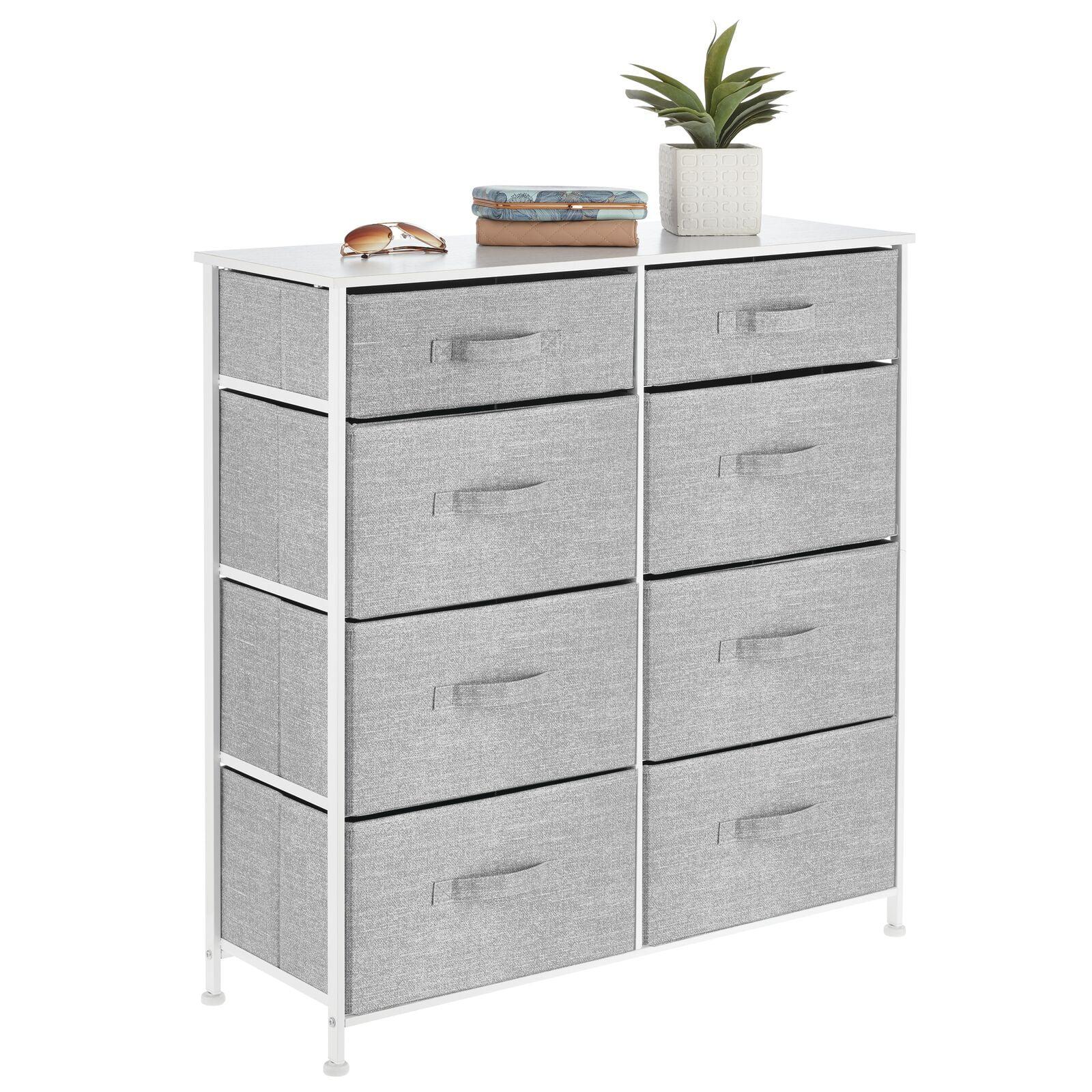 Lido Gray Steel Frame 8-Drawer Tall Dresser with Wood Top