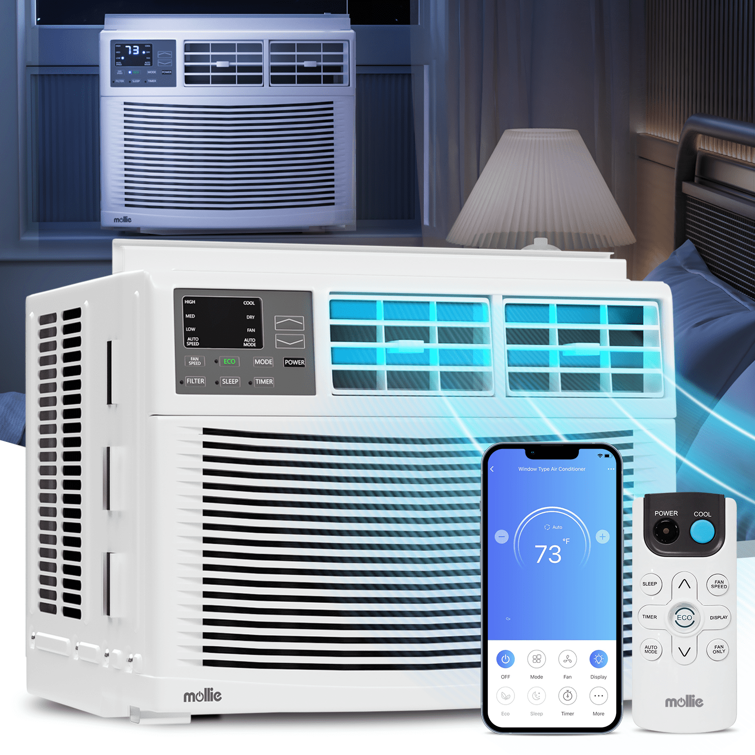 12,000 BTU WIFI Control + Timer Window Air Conditioner 450 sp.ft 6 Mode AC Unit