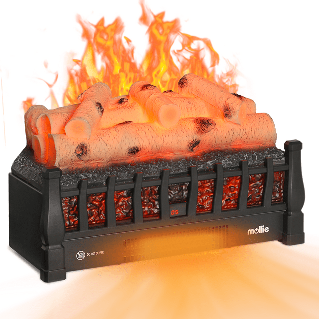 20" Electric Fireplace Log Set Heater with Realistic Ember Bed, Remote, Adjustable Flame Brightness