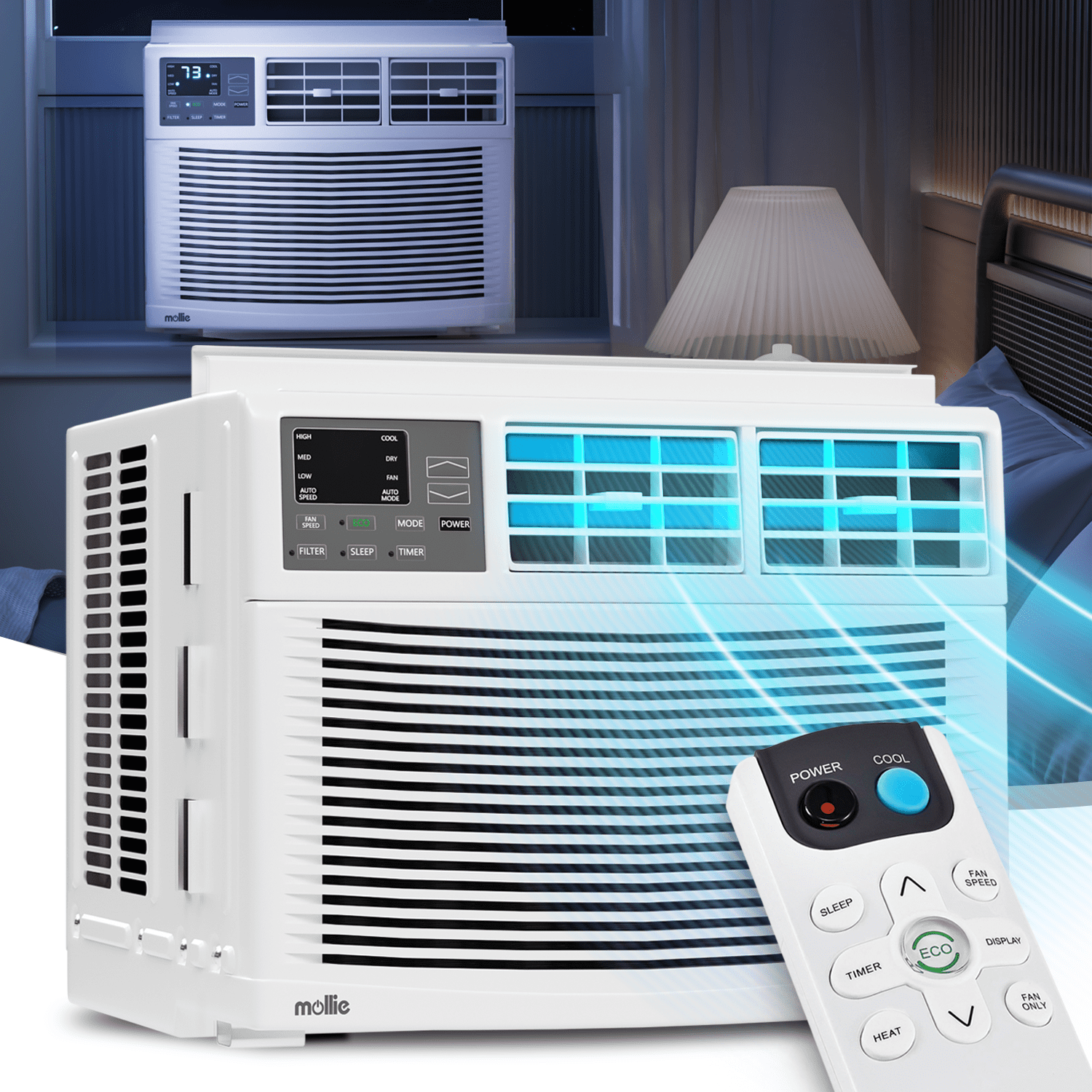 Mollie 8000 BTU White Window Air Conditioner with Remote