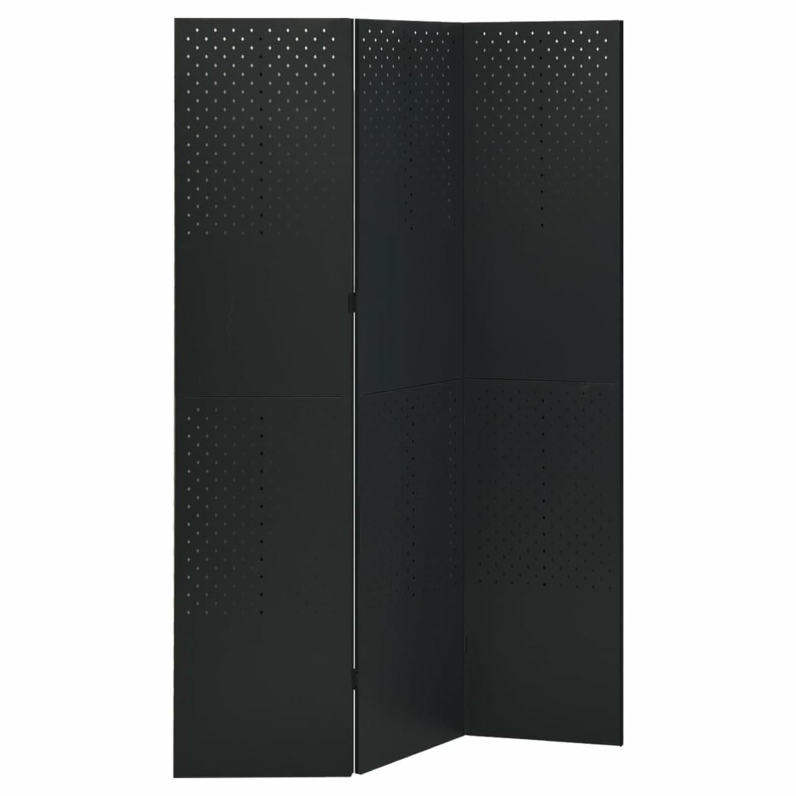 Anthracite Steel 3-Panel Folding Room Divider