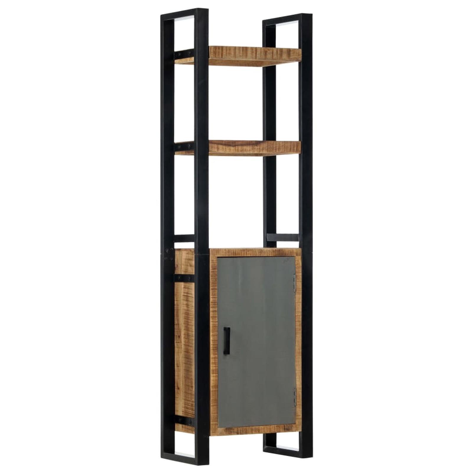 Mango Wood and Iron Frame Bookshelf with Cabinet