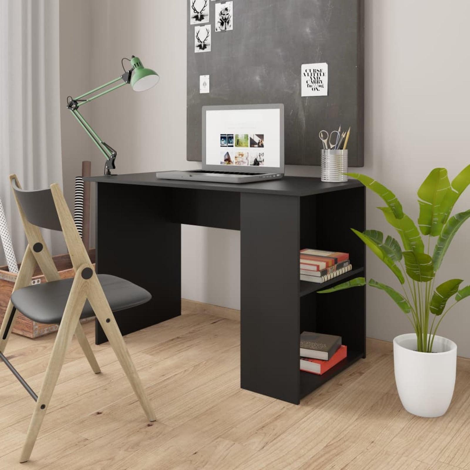 moobody Computer Desk with Storage Shelves Engineered Wood Writing Desk Gaming Table Black Home Office Furniture 43.3 x 23.6 x 28.7 Inches (W x D x H)