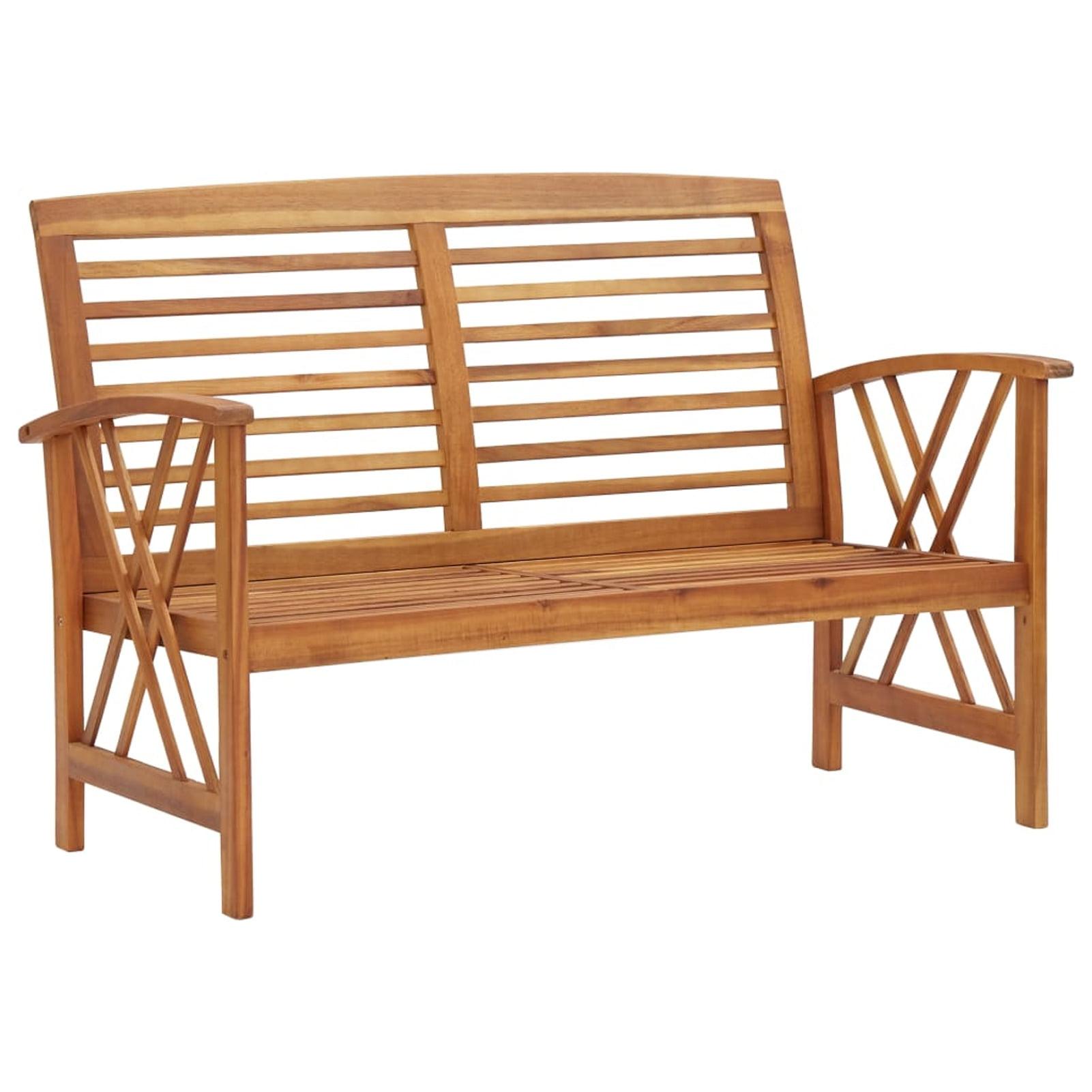 Elegant Solid Acacia Wood Garden Bench 46.9" in Natural Brown