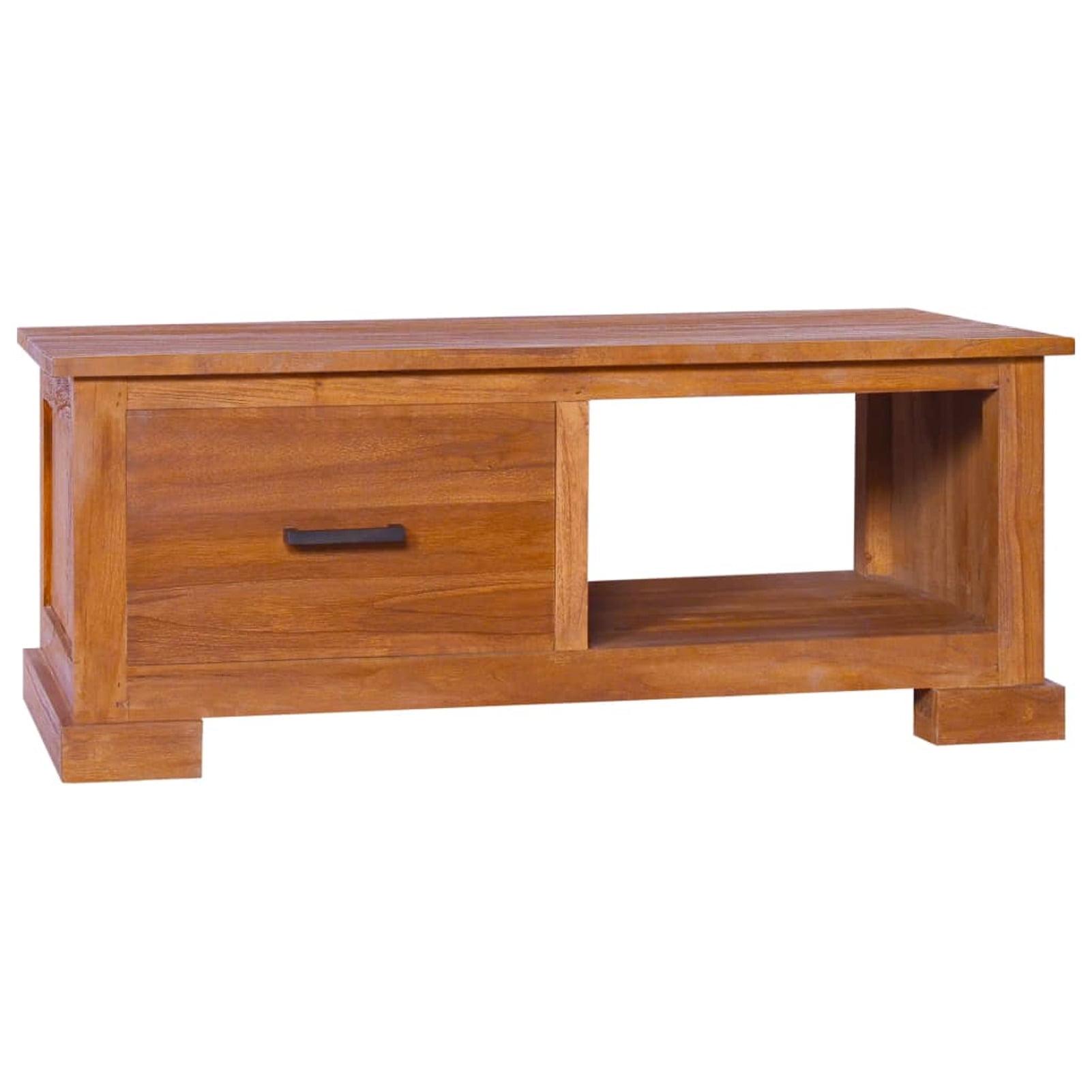 Colonial Teak Wood TV Cabinet with Storage, 35.4" Brown