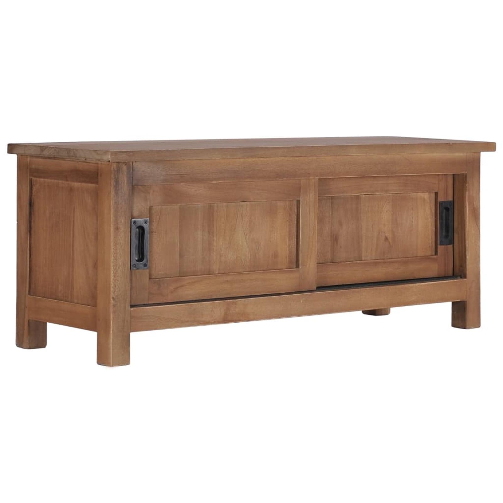 Rustic Teak Wood 35.4" Solid TV Cabinet with Storage