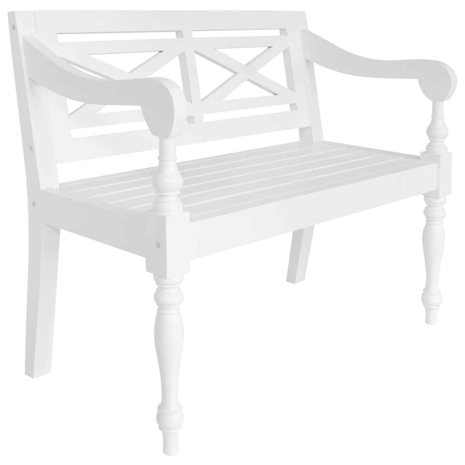 Elegant Batavia Solid Mahogany Wood Bench in White