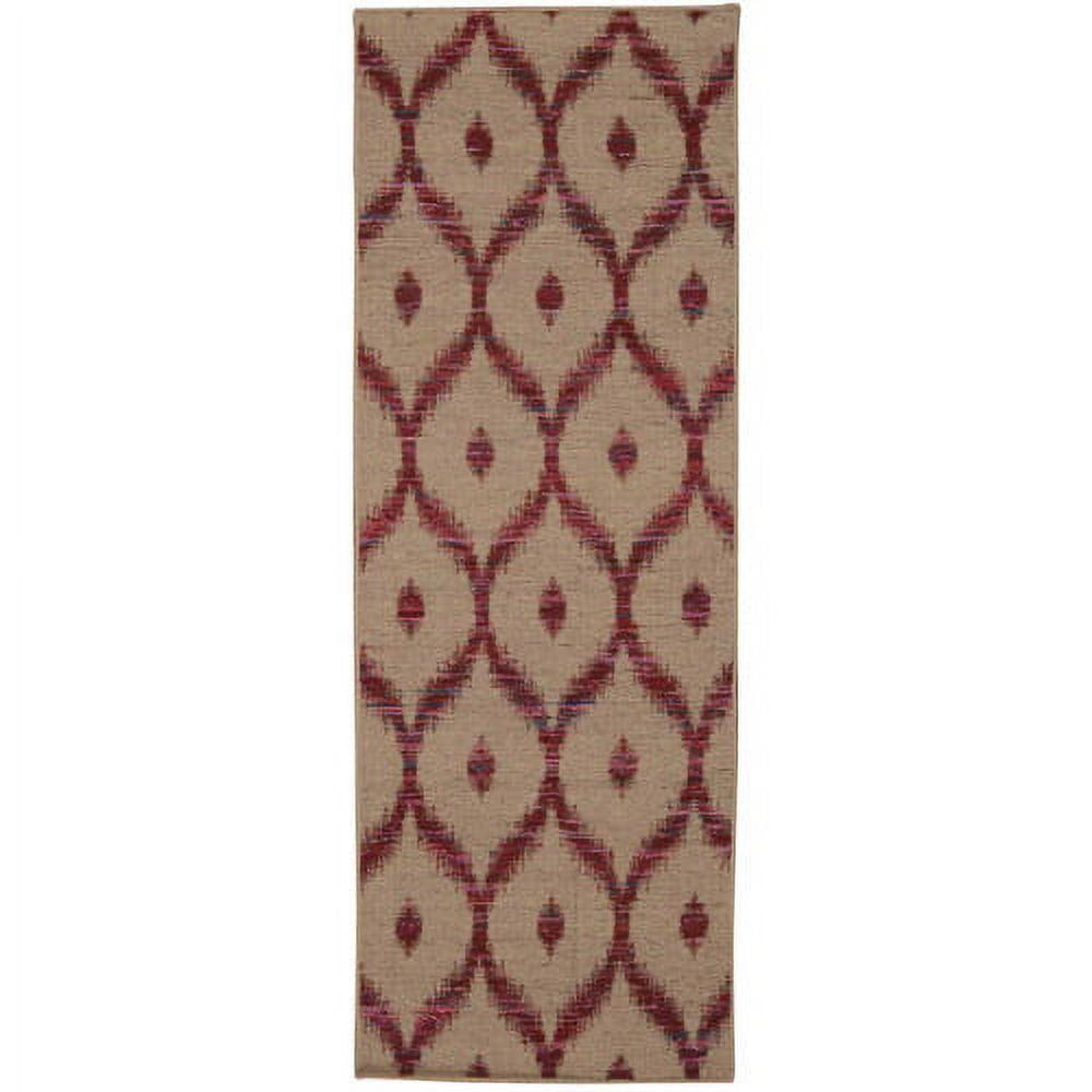 Tribal Elegance Hand-Woven Burgundy & Cream 8' x 10' Wool Blend Rug