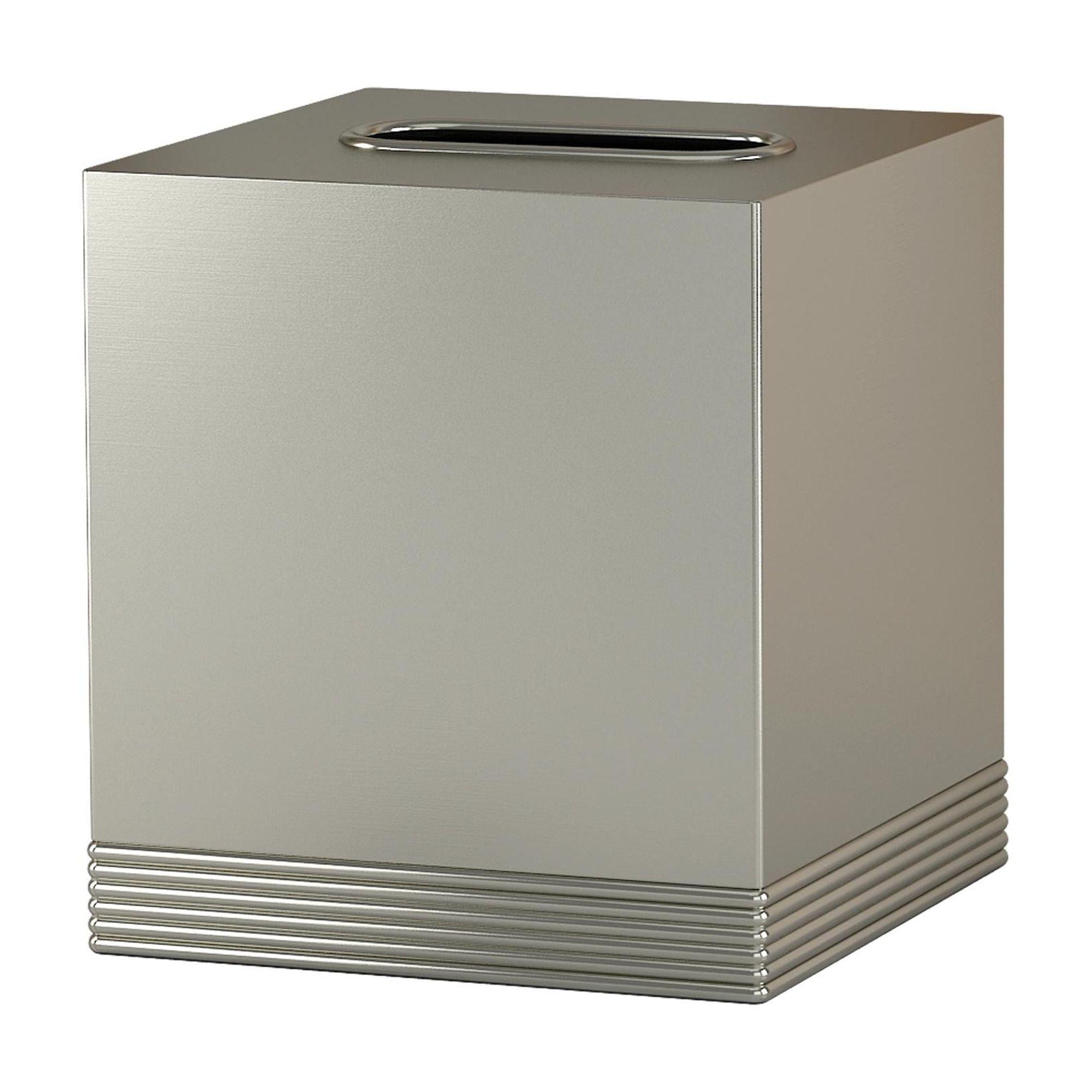 Special Metal Square Facial Tissue Box Cover - Nu Steel: Stainless Steel Holder, Pewter Finish, Bathroom Accessory