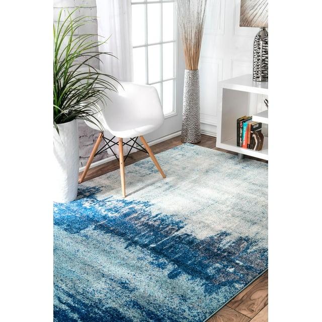 Nuloom Alayna Abstract 4x6 Indoor Area Rug for Living Room Bedroom Dining Room Kitchen, Blue/Ivory