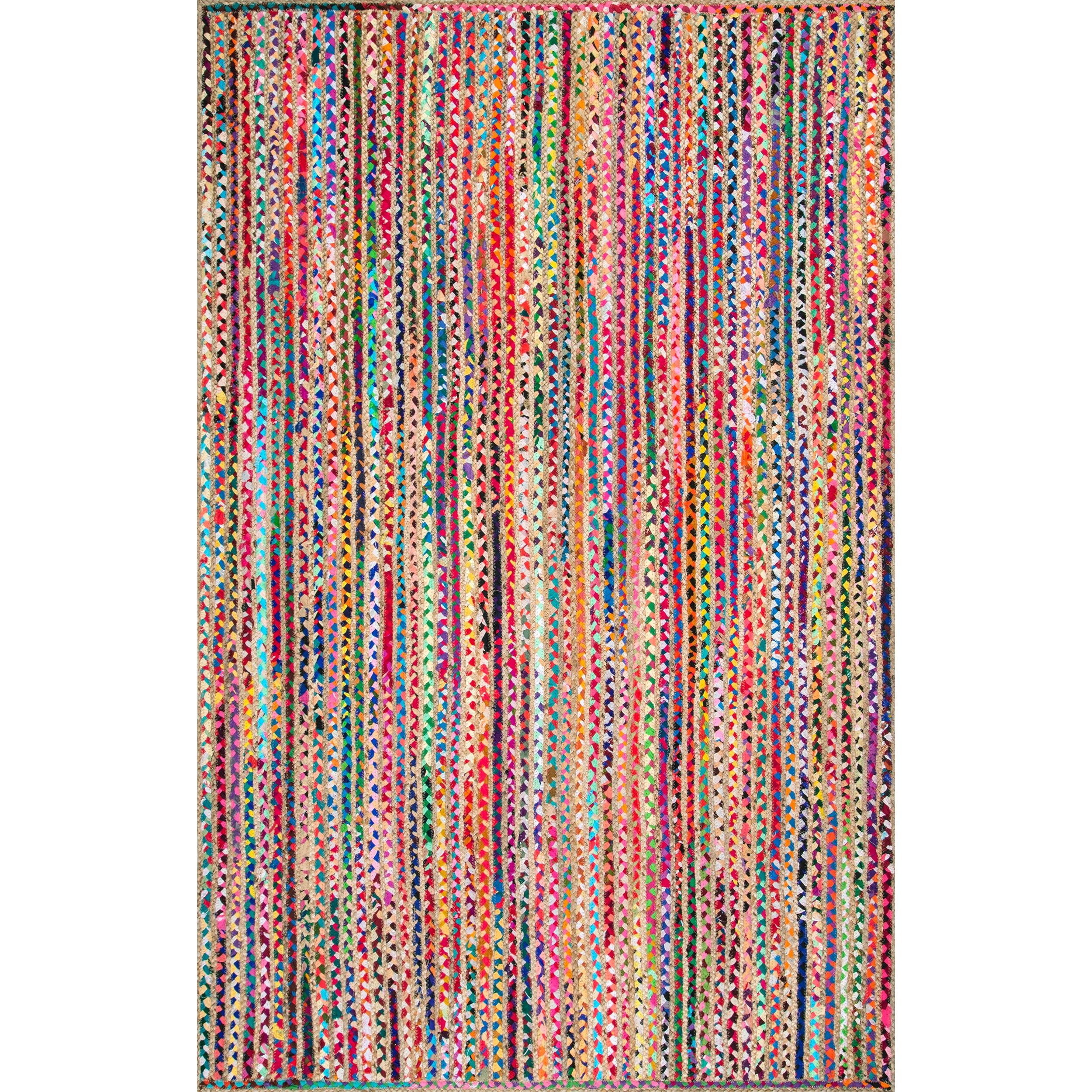 Nuloom Aleen Striped 6x9 Jute Indoor Area Rug for Dining Room Rug Neutral Rug Living Room Rug Kitchen, Multicolor