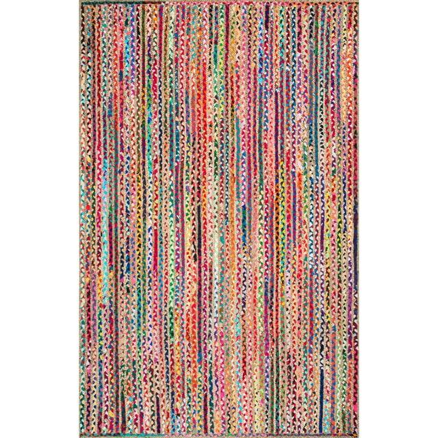 Nuloom Aleen Striped 6x9 Jute Indoor Area Rug for Dining Room Rug Neutral Rug Living Room Rug Kitchen, Multicolor