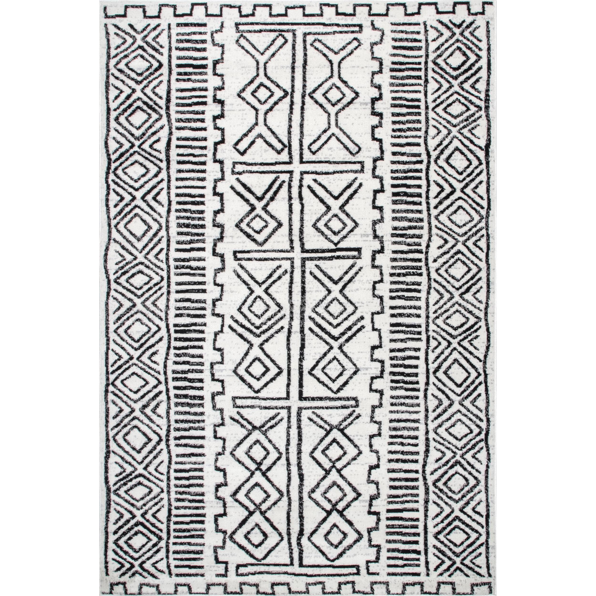 Gray Tribal Pattern 4' x 6' Synthetic Area Rug