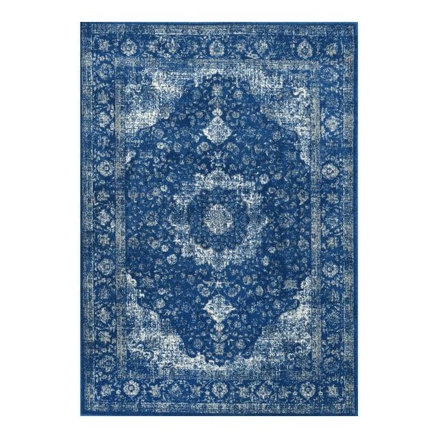Nuloom Alisia Striped 6x9 Jute Indoor Area Rug for Dining Room Rug Neutral Rug Living Room Rug Kitchen, Denim/Tan