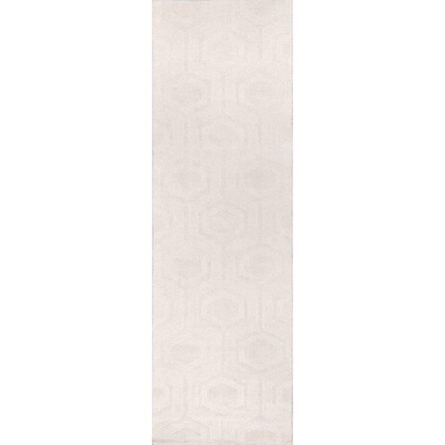 Nuloom Ambrose Geometric 2x8 Wool Runner Indoor Area Rug for Living Room Bedroom Dining Room Entryway Hallway Kitchen, Ivory