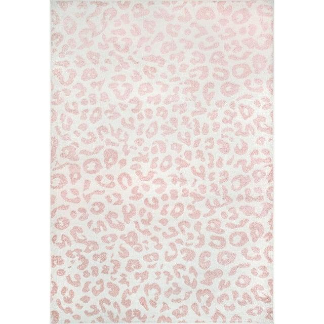 Nuloom Leopard Animal 5x7 Indoor Area Rug for Living Room Bedroom Dining Room Kitchen, Baby Pink/Ivory