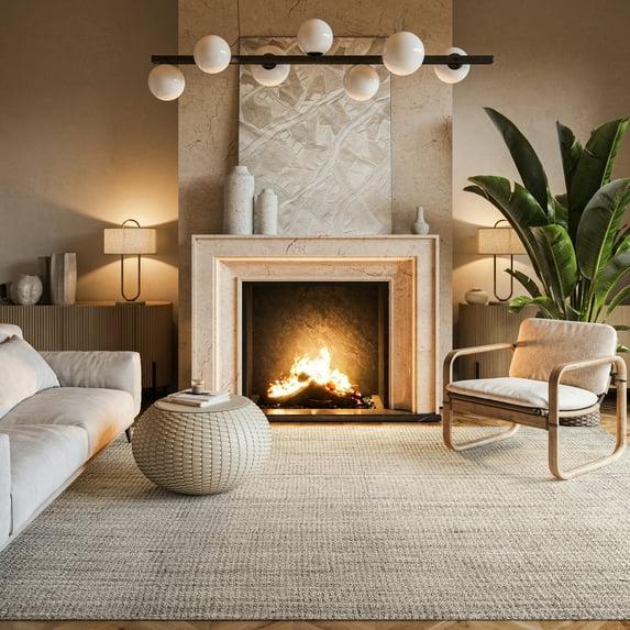 Nuloom Ashli Solid 8 Square Jute Indoor Area Rug for Dining Room Rug Neutral Rug Living Room Rug Kitchen, Off White