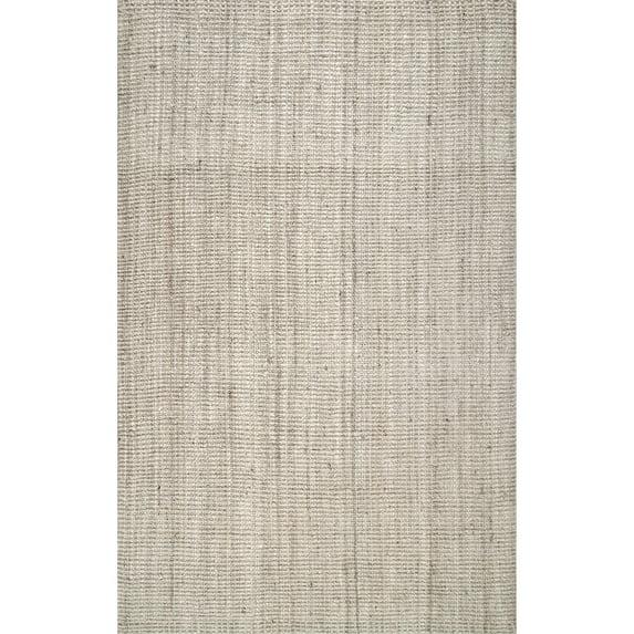 Nuloom Ashli Solid 8 Square Jute Indoor Area Rug for Dining Room Rug Neutral Rug Living Room Rug Kitchen, Off White