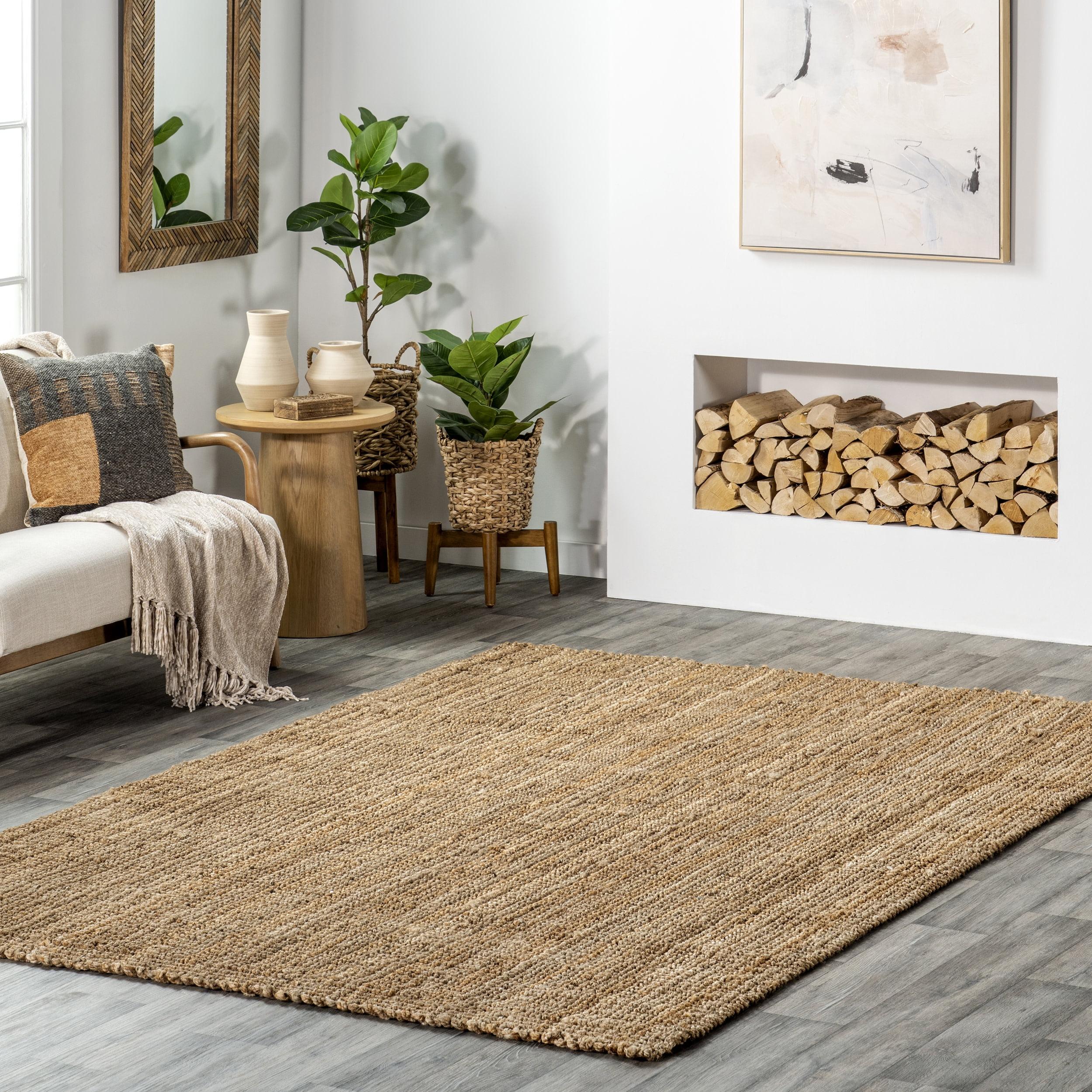 Nuloom Ashli Solid 6x9 Jute Indoor Area Rug for Dining Room Rug Neutral Rug Living Room Rug Kitchen, Natural