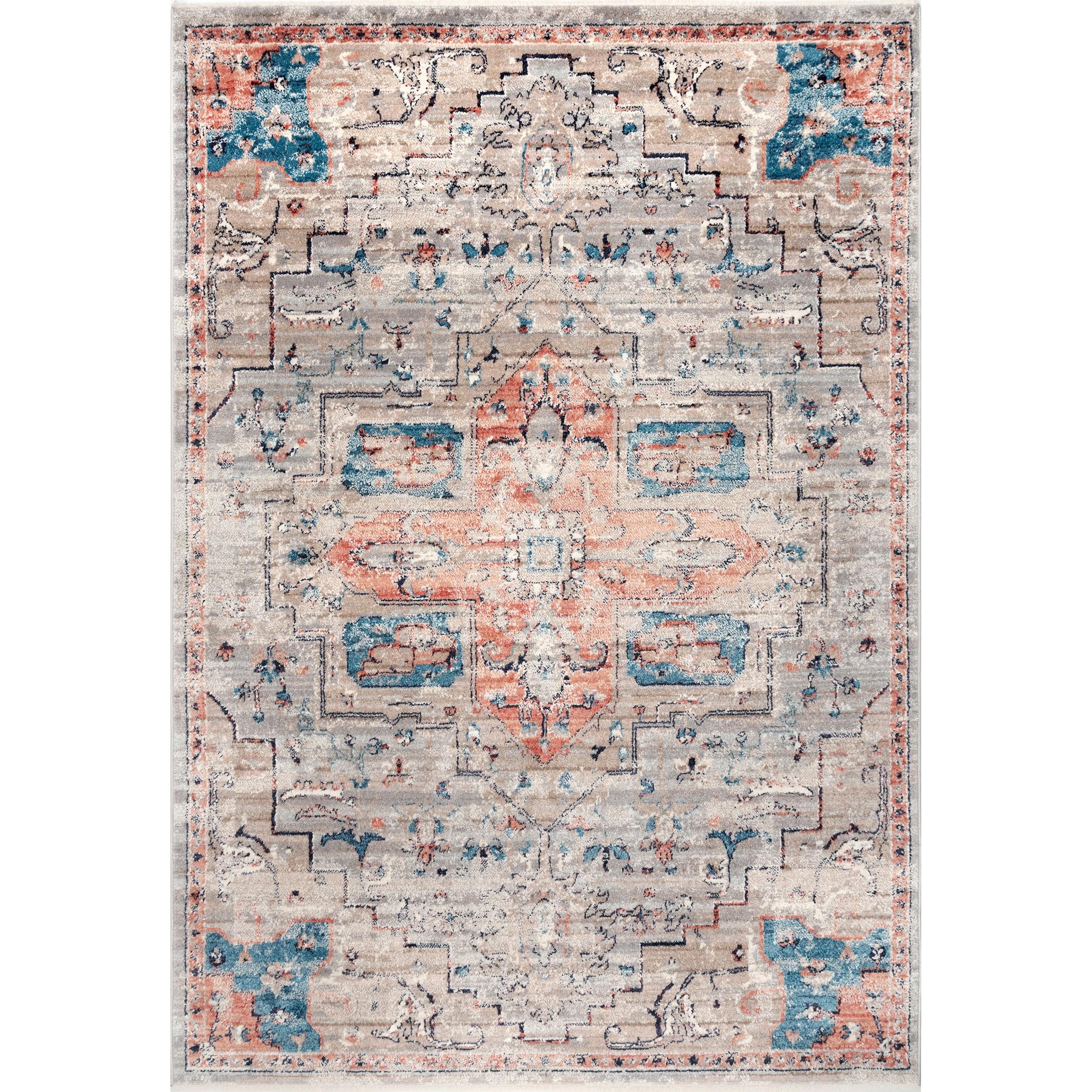 Regal Charm Blue Medallion 2' x 3' Synthetic Area Rug