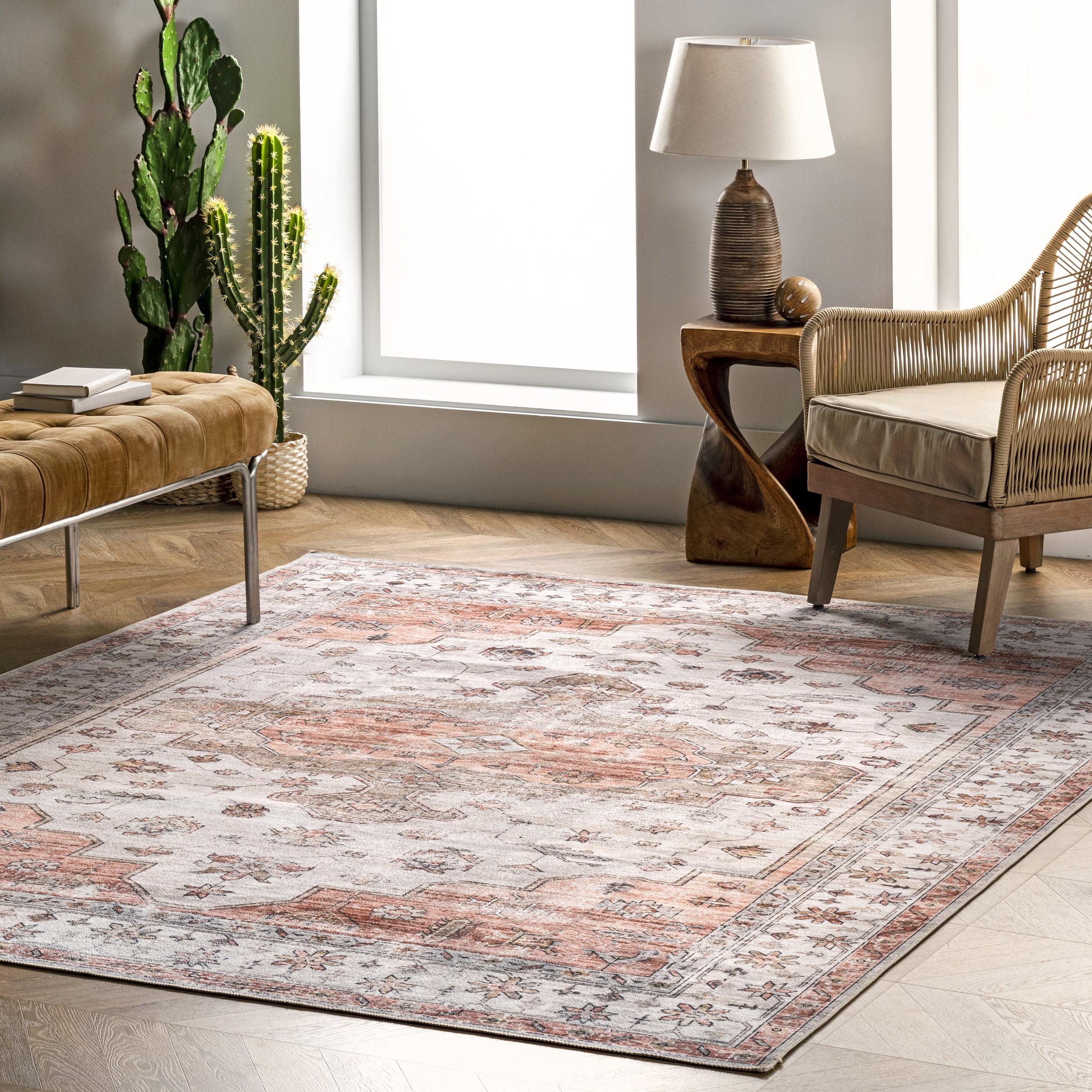 Nuloom Banks Vintage Pet Friendly Machine Washable Area Rug, 8' x 10', Beige