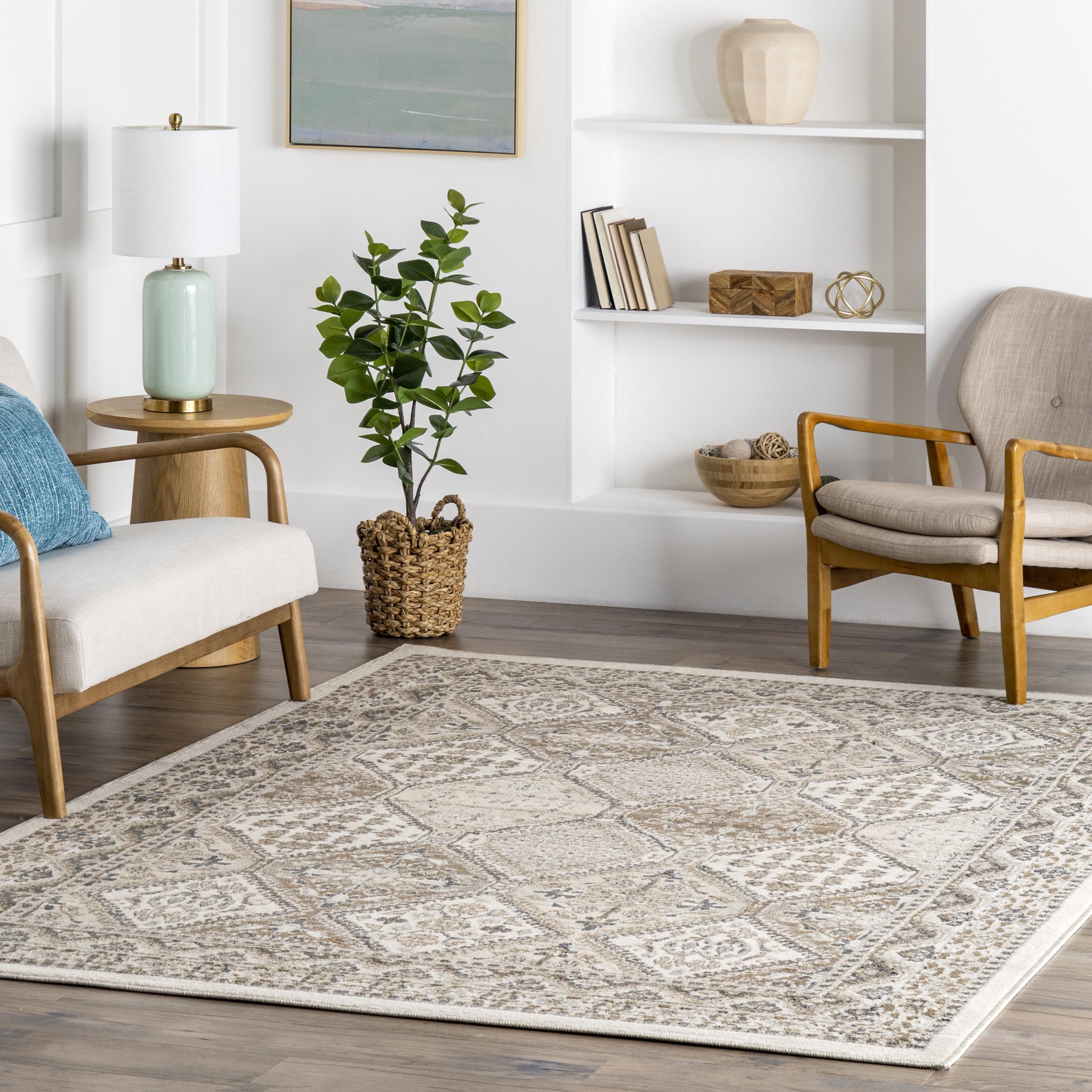 Nuloom 7x9 Becca  Tiled Indoor Area Rug, Beige, Faded Transitional Design, Stain Resistant, BedroomLiving Room, Kitchen,