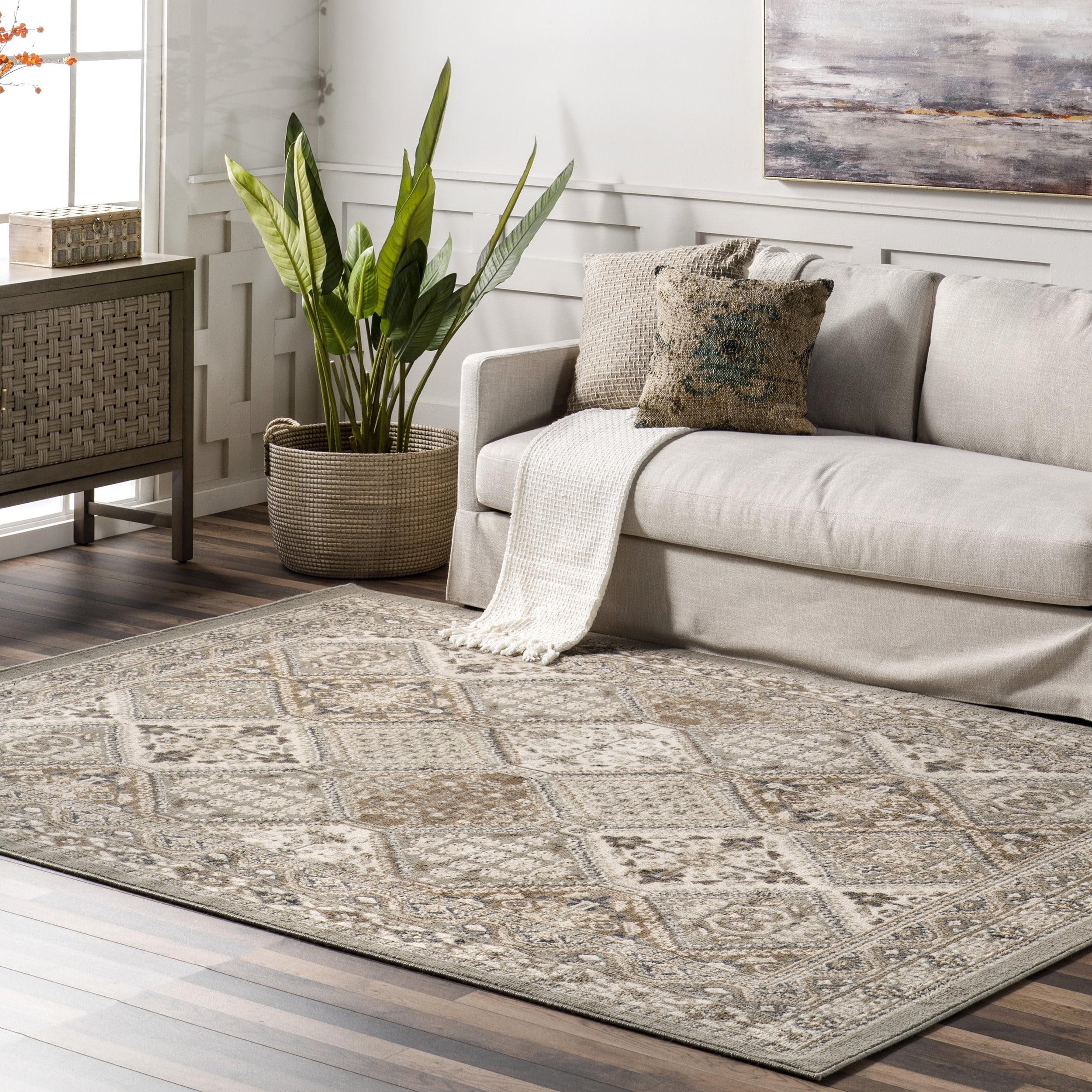Nuloom 10x14 Becca Tiled Indoor Area Rug, Taupe, Faded Transitional Design, Stain Resistant, Bedroom, Living Room, Kitchen