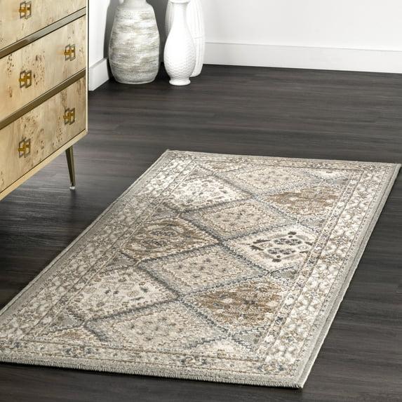 Nuloom 2x8 Becca Tiled Indoor Area Rug, Taupe, Faded Transitional Design, Stain Resistant, Bedroom, Living Room, Kitchen