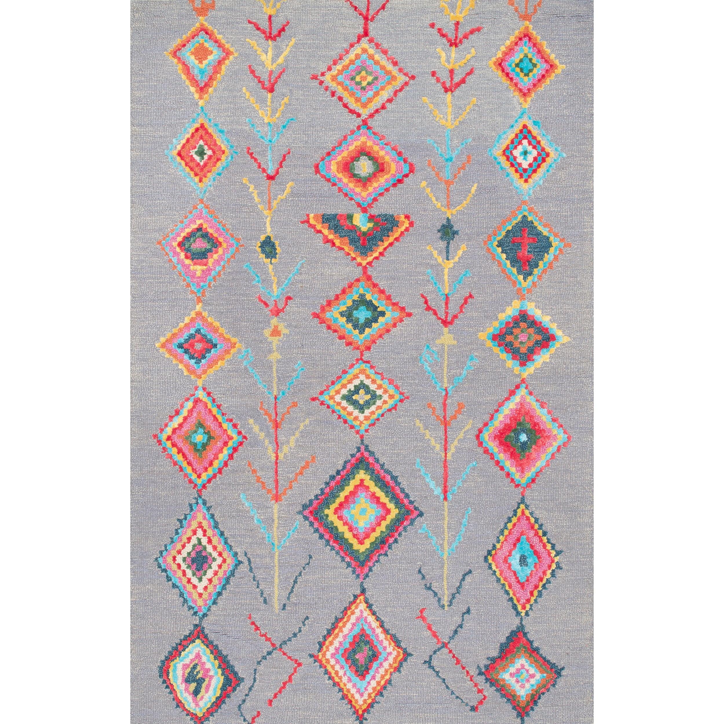 nuLOOM 3'x5' Hand Tufted Belini Area Rug Gray: Wool & Viscose, Geometric, Medium Pile, Bohemian Style