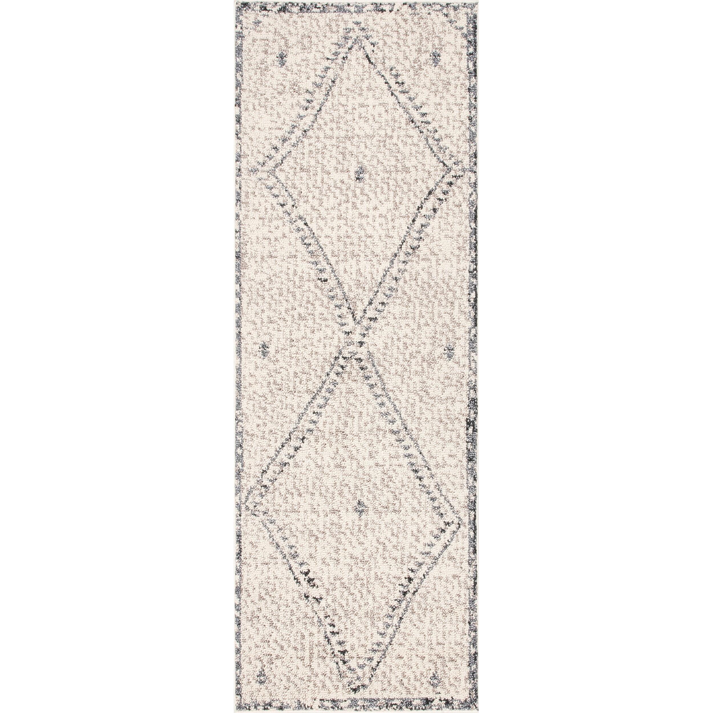 nuLOOM Blaine Dotted Diamond Runner Rug, 2' 6" x 8', Ivory