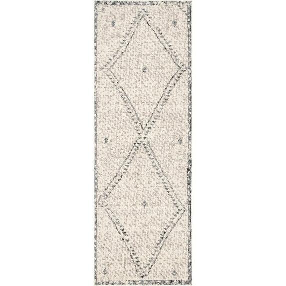 nuLOOM Blaine Dotted Diamond Runner Rug, 2' 6" x 8', Ivory