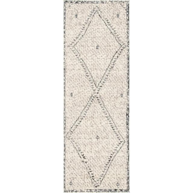 nuLOOM Blaine Dotted Diamond Runner Rug, 2' 6" x 8', Ivory