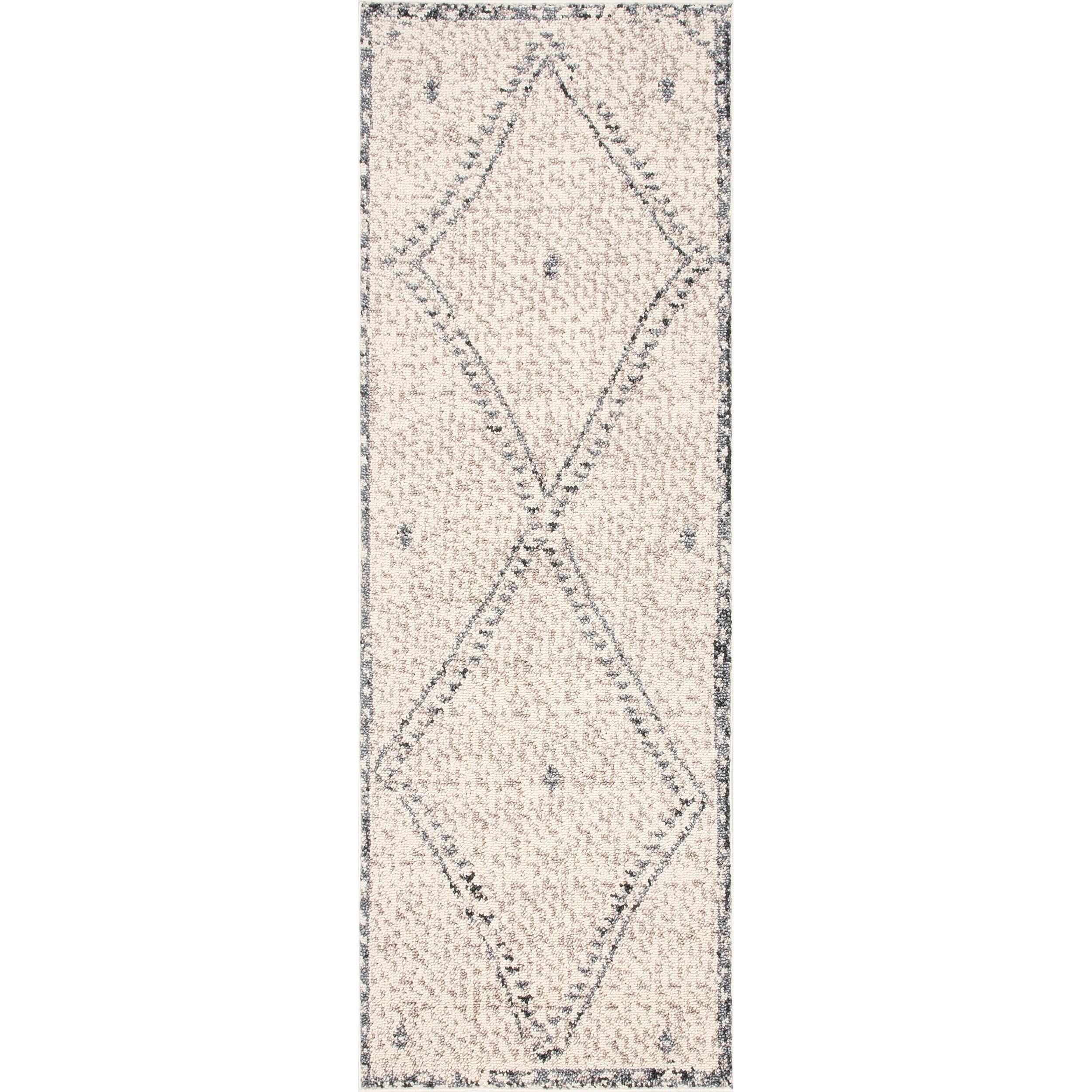 nuLOOM Blaine Dotted Diamond Runner Rug, 2' 6" x 8', Ivory