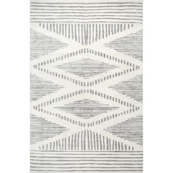 8'x10' Briggs Contemporary Striped Area Rug Light Gray: Geometric Pattern, Low Pile, Indoor Use - nuLOOM