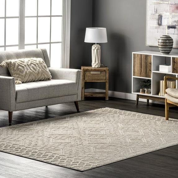 Nuloom Cameron Moroccan 8x10 Indoor Area Rug for Living Room Bedroom Dining Room Kitchen, Beige/Ivory