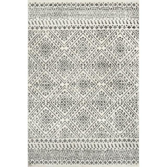 Nuloom Camila Geometric 7x9 Indoor Area Rug for Living Room Bedroom Dining Room Kitchen, Off White/Ivory