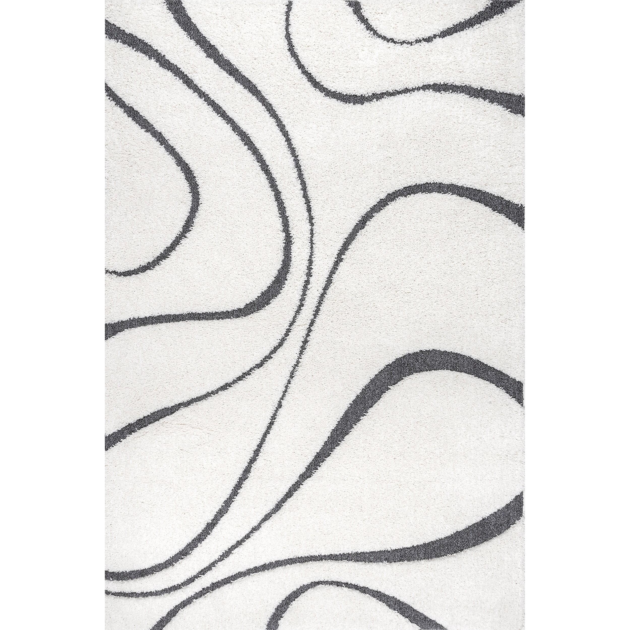 Nuloom Carolyn Abstract 3x5 Accent Shag Indoor Area Rug for Living Room Bedroom Dining Room Nursery Entryway, Beige/Grey