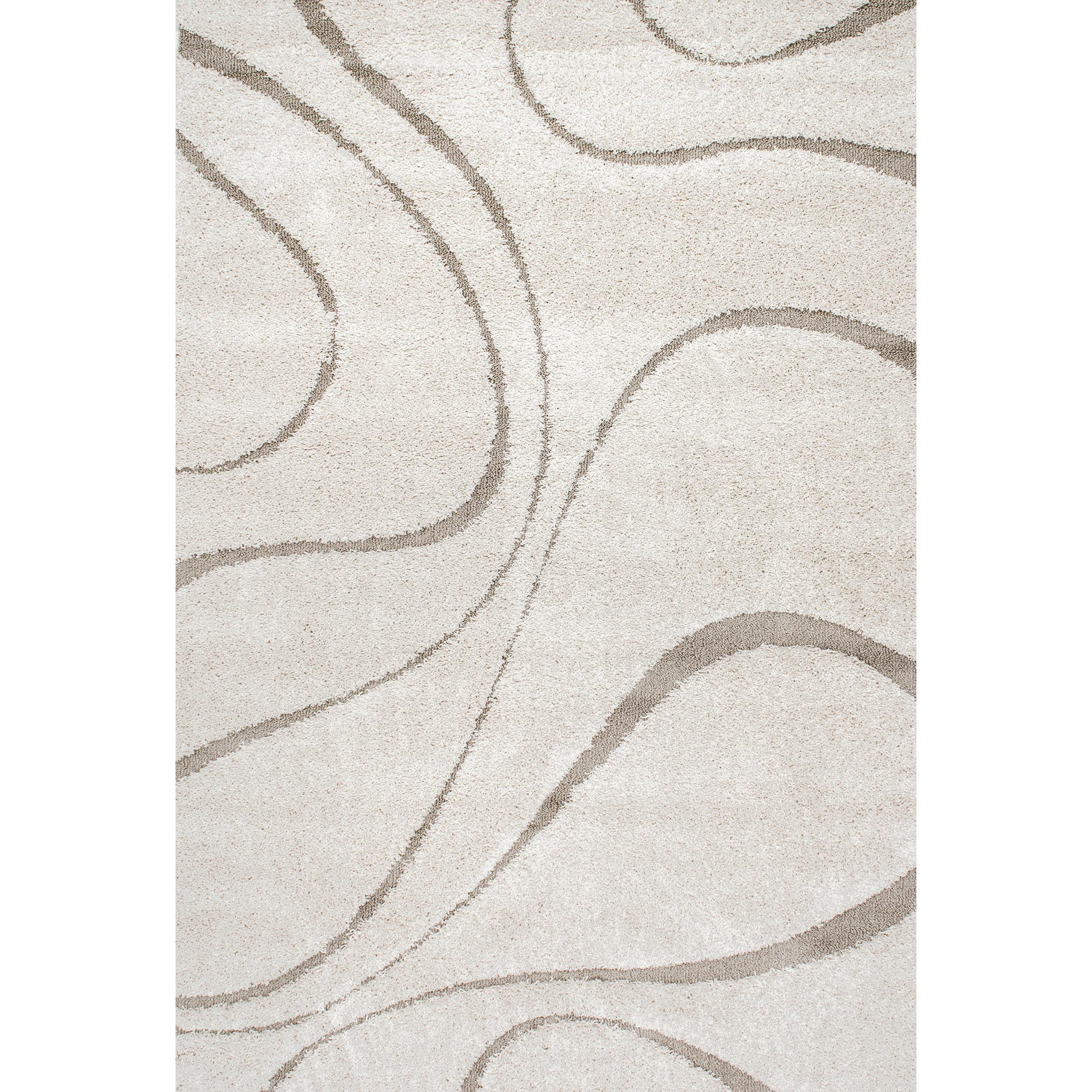 Cream and Beige Synthetic Shag Area Rug 3' 3" x 5'