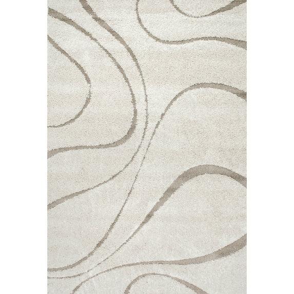 Nuloom Carolyn Abstract 8x11 Shag Indoor Area Rug for Living Room Bedroom Dining Room Nursery, Cream/Beige