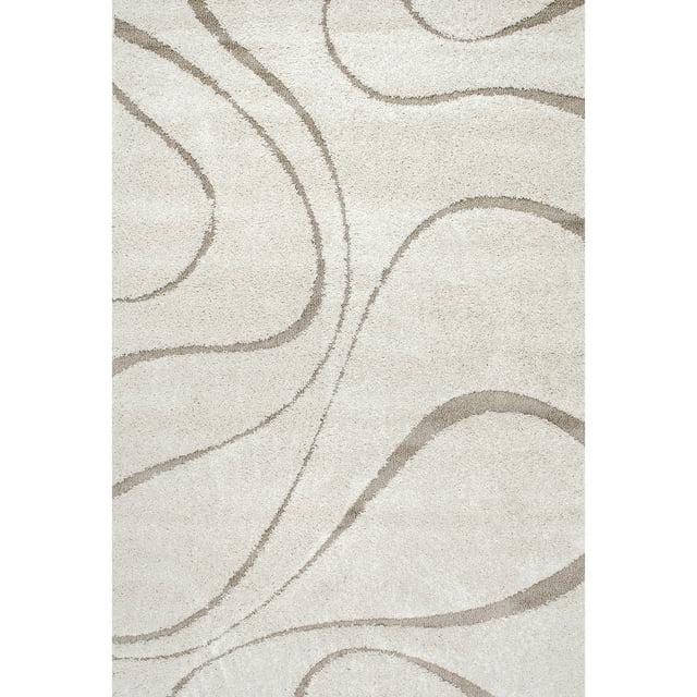 Nuloom Carolyn Abstract 8x11 Shag Indoor Area Rug for Living Room Bedroom Dining Room Nursery, Cream/Beige