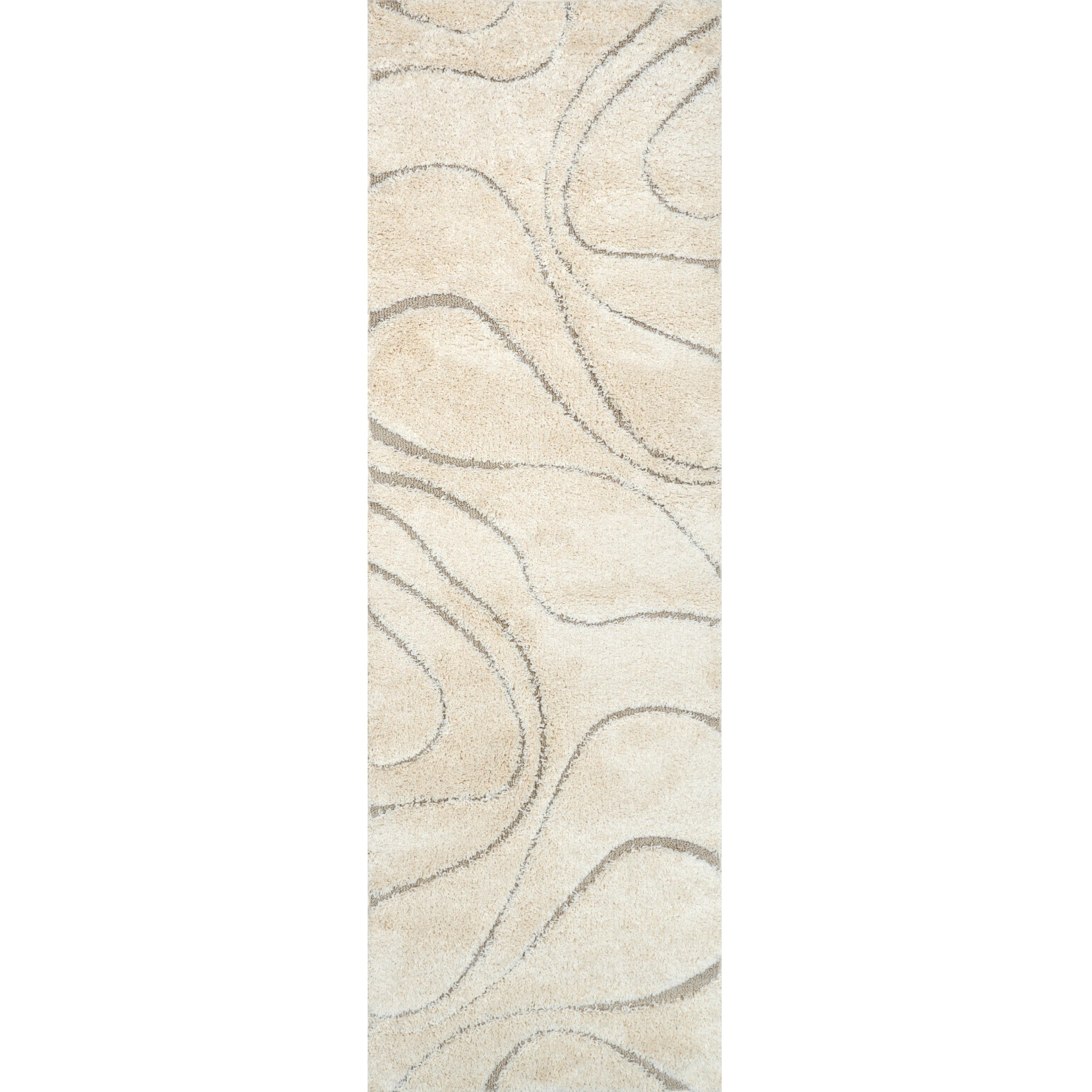 nuLOOM Carolyn Modern Shag Runner Rug, 2' 8" x 12', Cream