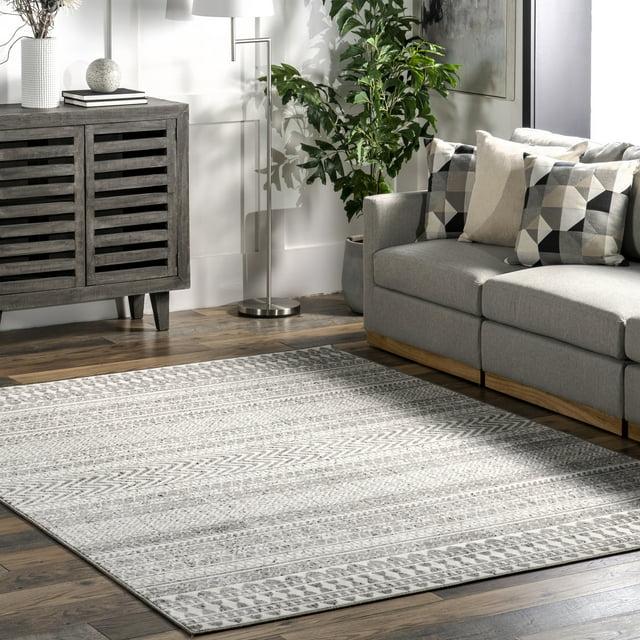 Nuloom Catherina Trellis 9x12 Indoor Area Rug for Living Room Bedroom Dining Room Kitchen, Grey/Ivory