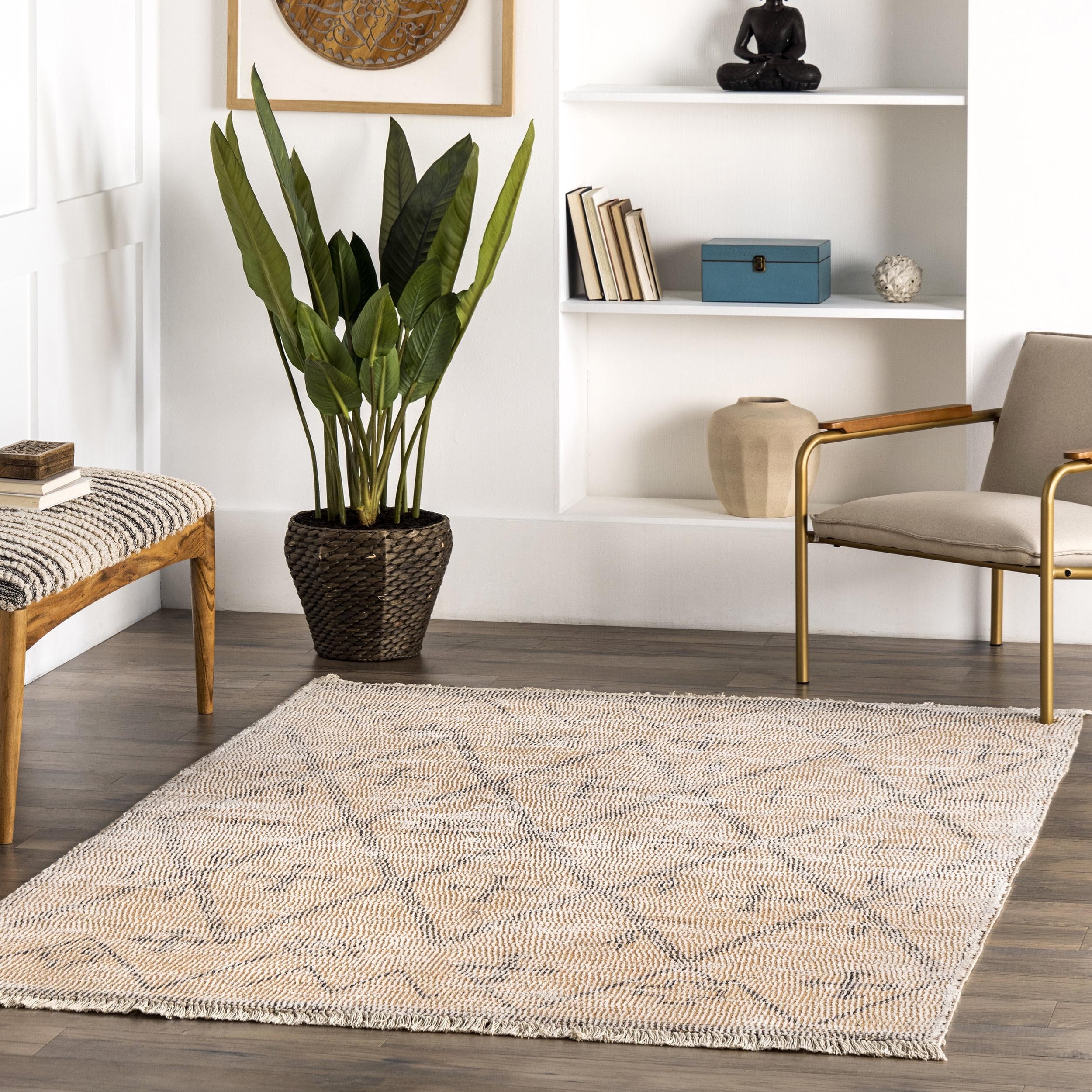 Handmade Trellis Charm Rectangular Wool-Blend 5' x 8' Rug in Beige