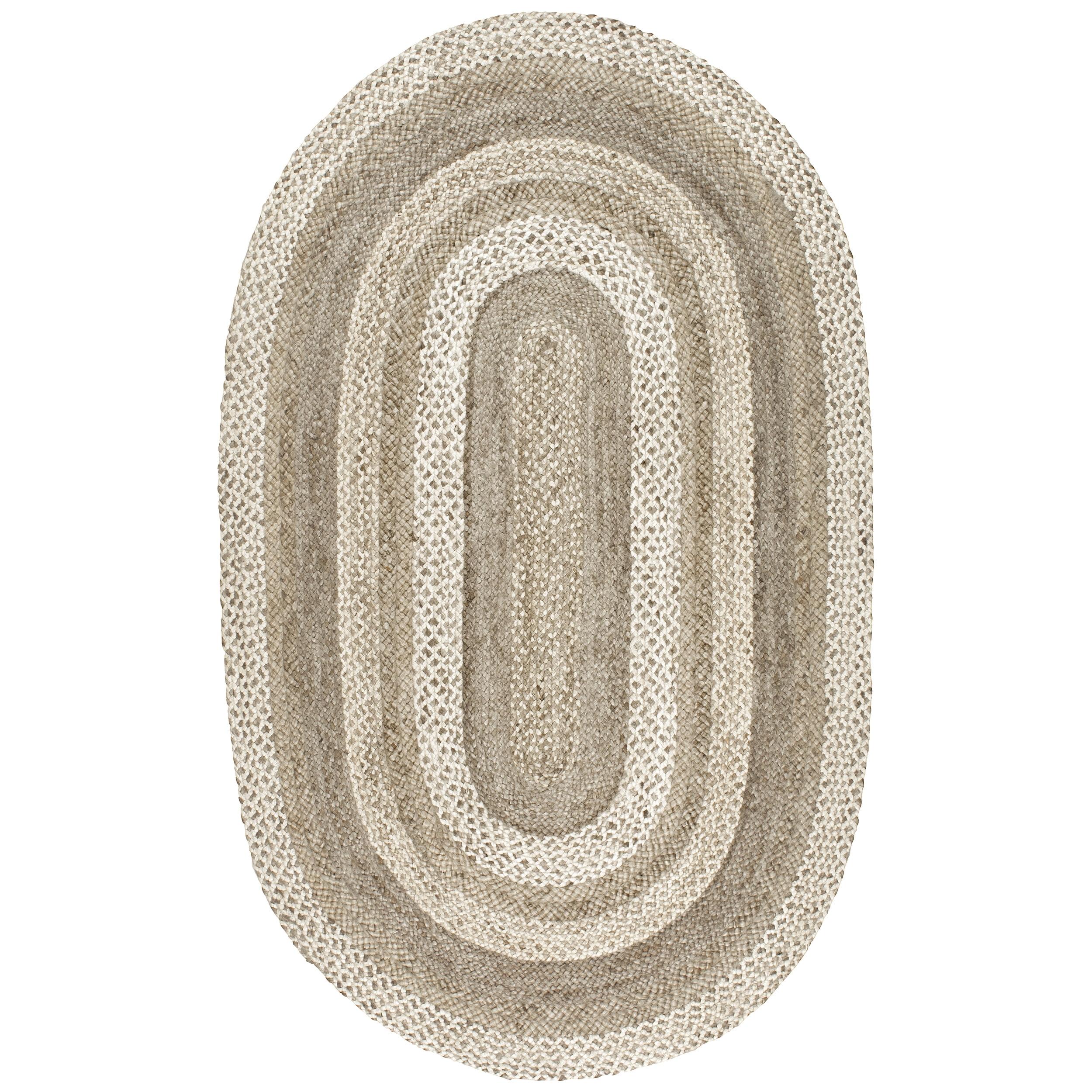Nuloom Charlene Solid Oval 5x8 Jute Indoor Area Rug for Dining Room Rug Neutral Rug Living Room Rug Kitchen, Natural/Ivory