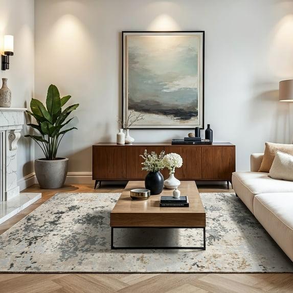 Nuloom Chastin Abstract 6 Square Indoor Area Rug for Living Room Bedroom Dining Room Kitchen, Beige/Grey